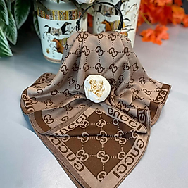 GUCCİ ÇİFT TARAFLI KAŞMİR İPEK EŞARP - KAHVE