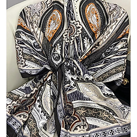 Rüzgar Desen Vual İpek Şal -Amber Kahvesi