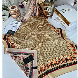 Fendi Çift Taraflı Vual İpek Şal - Camel