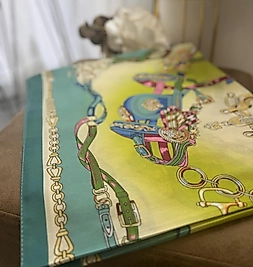 Hermes Kemer Desen Şal - Turkuaz