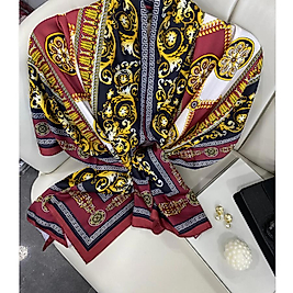 VERSACE VUAL İPEK ŞAL- KOYU KIRMIZI