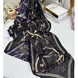 Lv Çift Taraflı İthal Vual İpel Şal - Siyah-Vizon