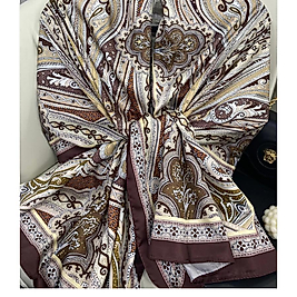 Rüzgar Desen Vual İpek Şal -Mürdüm