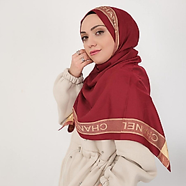 Chanel Krep Yün İpek Şal eşarp Bordo