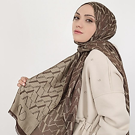 Valentino Marka Kaşmir İpek Çift Taraflı Şal- Kahve