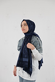 Chanel Çift Taraflı Kaşmir Şal - Lacivert