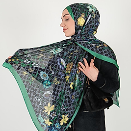 Gucci İthal Çifttaraflı vual ipek -yeşil/siyah