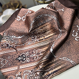 Etro Desen Vual İpek Şal -Kahve Kızıl