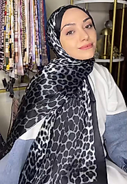 İthal Vual Çift Taraflı Leopar Desenli Şal - Siyah Gri