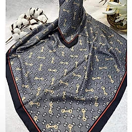 Gucci Desen Marka Eşarp  - Siyah Gold