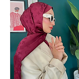 İthal Lv Kaşmir Yün İpek Şal -Bordo