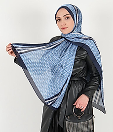 Burberry Çift Taraflı Vual İpek Şal-Bebe mavisi