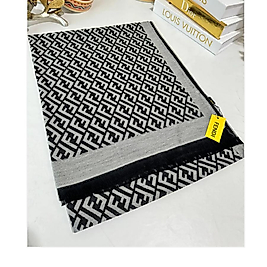 İthal Fendi Kaşmir Yün İpek Şal - Siyah Gri