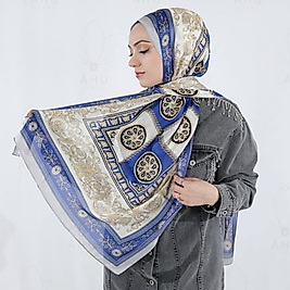 Versace VUAL İpek Şal (İTHAL) Gümüş Mavi