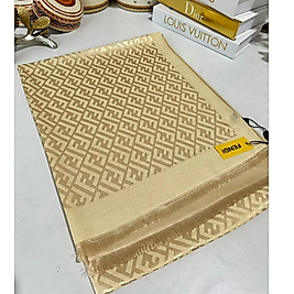 İthal Fendi Kaşmir Yün İpek Şal - Altın Bej