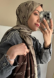 Chanel Çİft Taraflı Kaşmir Şal - Kahve