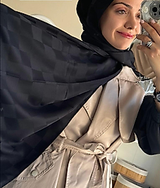 Dama Desen Jakar Şal - Siyah