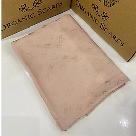 Lv Desenli İpek Kaşmir Çift Taraflı Şal - Pudra