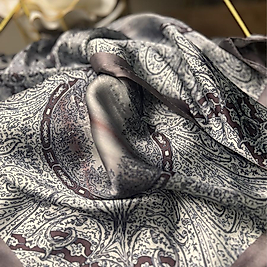 Etro Marka Yeni Sezon İthal Etnik Desen Vual İpek Şal - eflatun