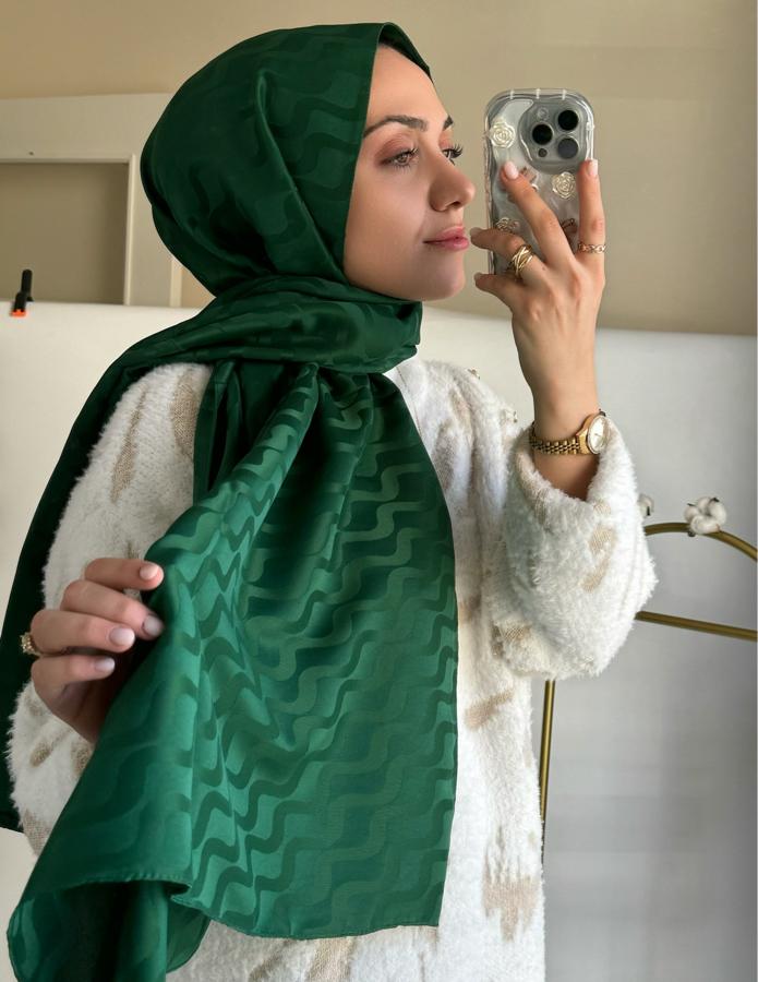 Su Yolu Pamuk Jakar Şal - Zümrüt