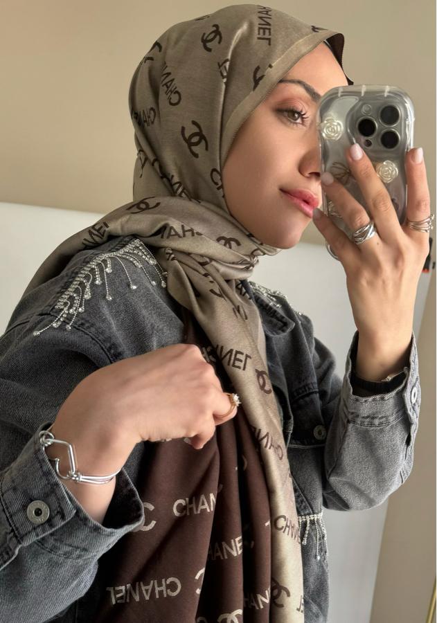 Chanel Çİft Taraflı Kaşmir Şal - Kahve