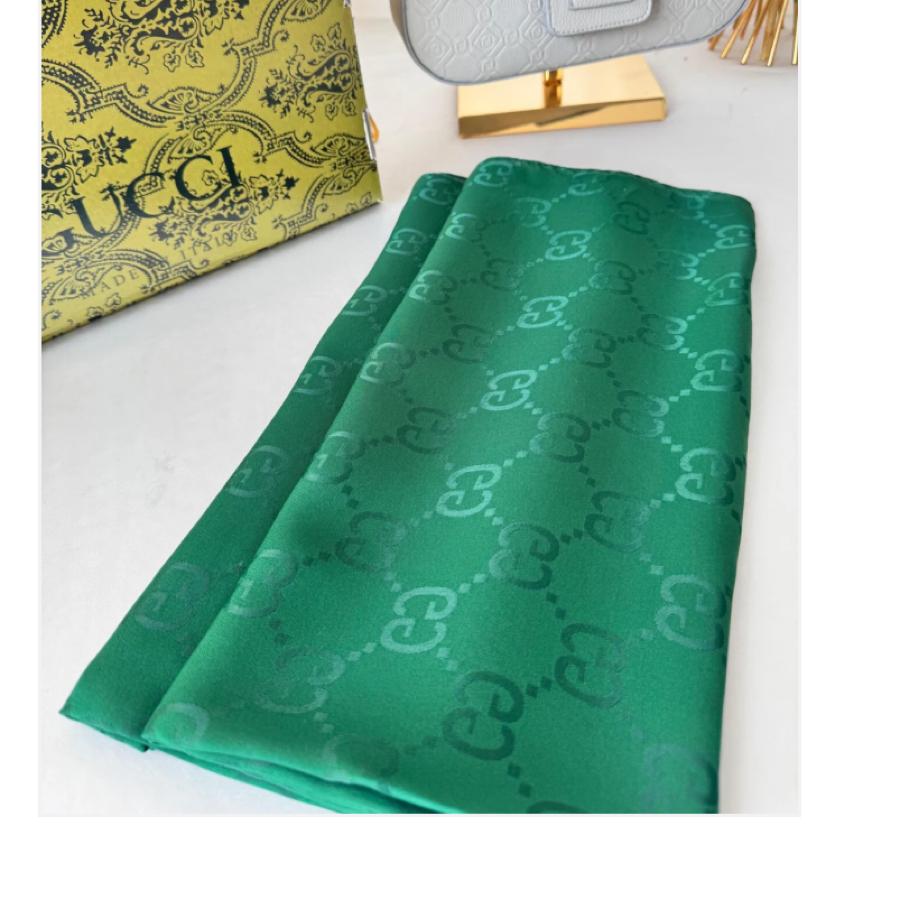 Gucci Desen Pamuk İpeksi Jakar Şal -Zümrüt