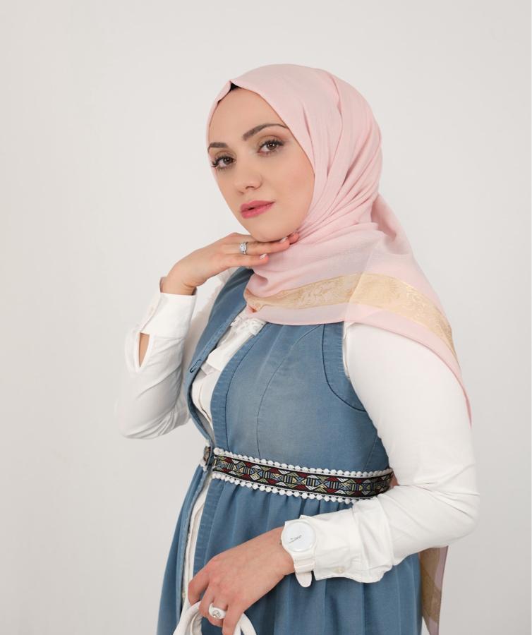 VERSACE Krep şifon krep İpek Şal eşarp Pudra