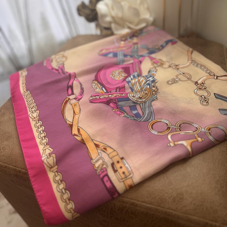 Hermes Kemer Desen Şal - Fuşya