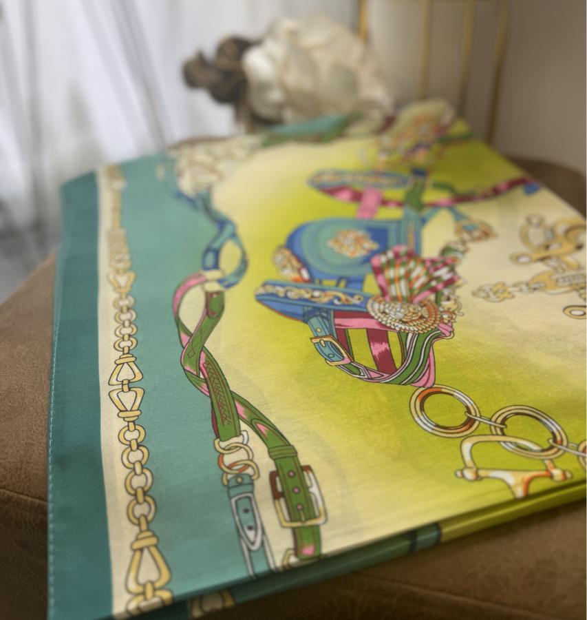 Hermes Kemer Desen Şal - Turkuaz