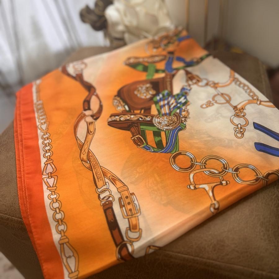 Hermes Kemer Desen Şal - Turuncu