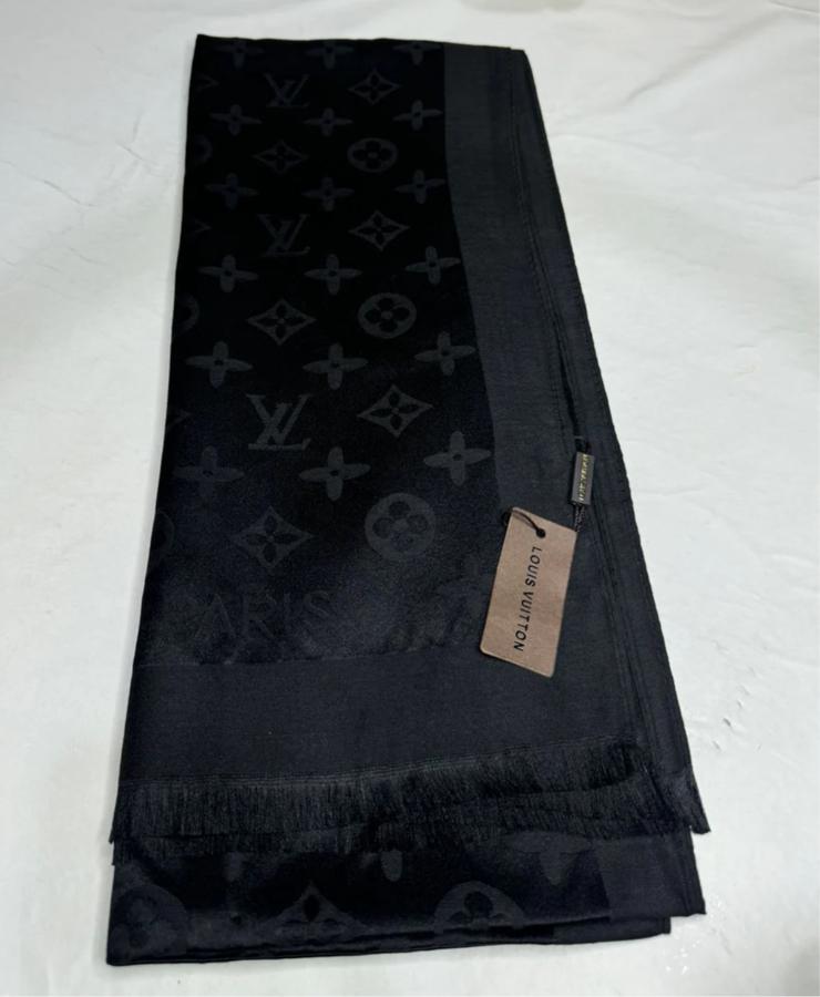 İthal Lv Kaşmir Yün İpek Şal - Siyah