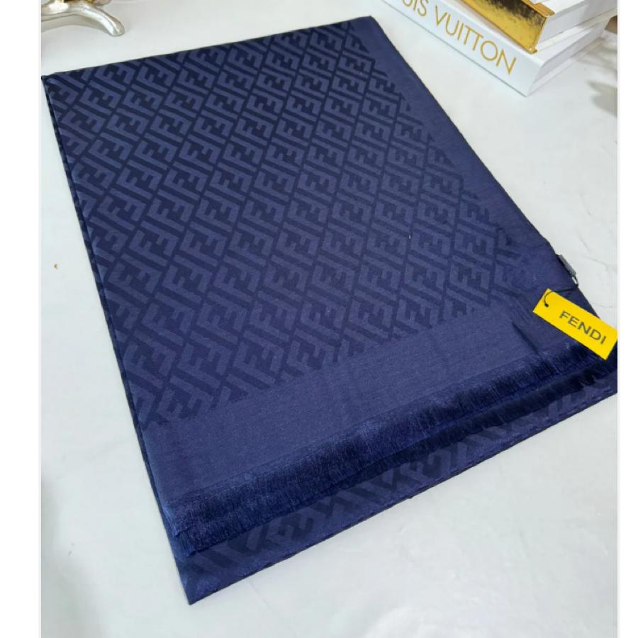 İthal Fendi Kaşmir Yün İpek Şal - Lacivert