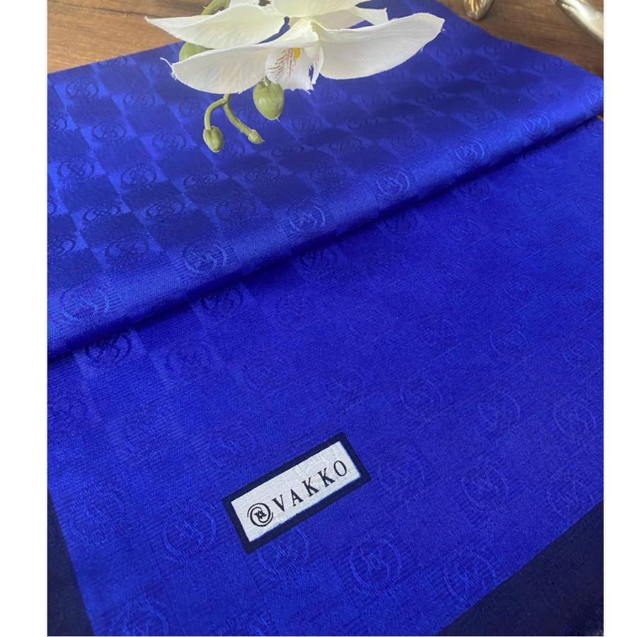 Vakko A Kalite İthal Monogram Jakar İpek Şal  - Saks