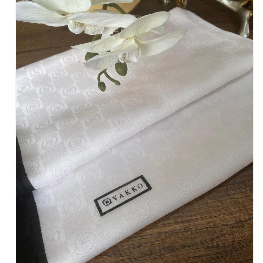 Vakko A Kalite İthal Monogram Jakar İpek Şal - Siyah Beyaz