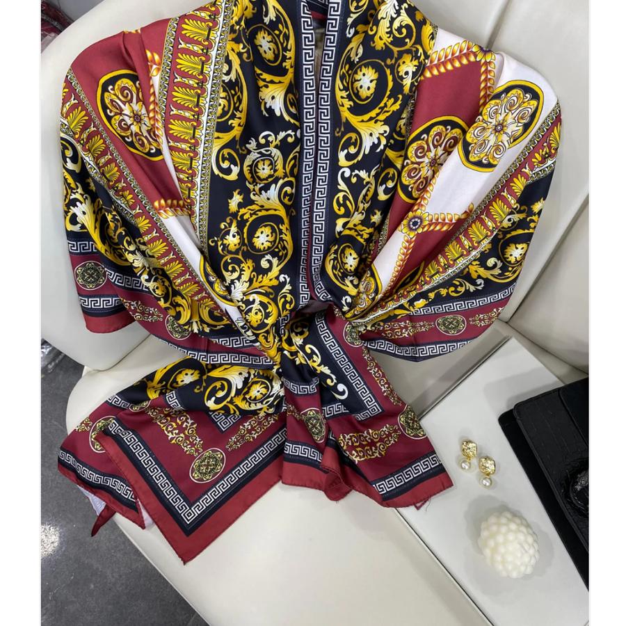 VERSACE VUAL İPEK ŞAL- KOYU KIRMIZI