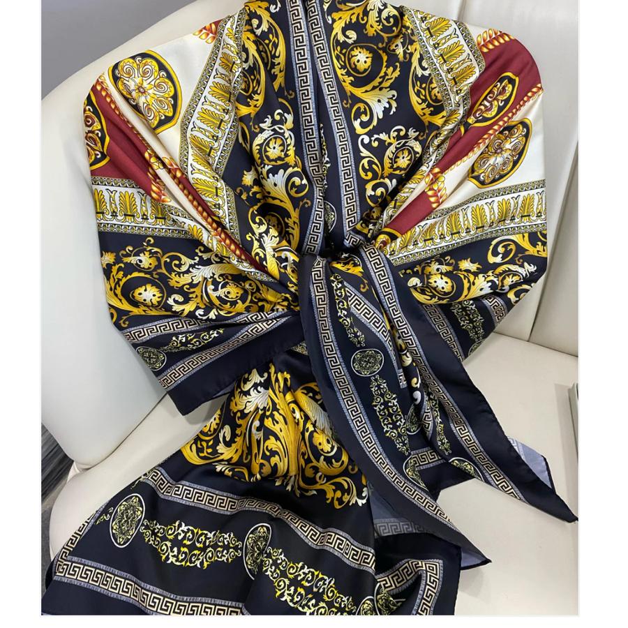 VERSACE VUAL İPEK ŞAL- SİYAH BORDO