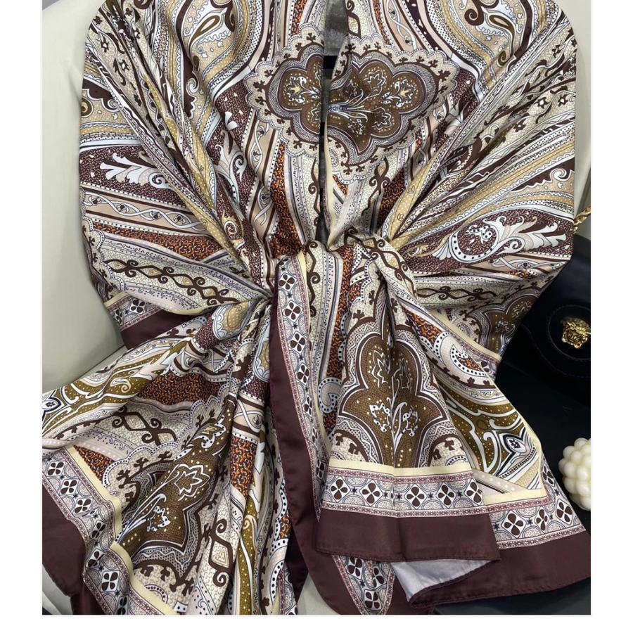 Rüzgar Desen Vual İpek Şal -Mürdüm