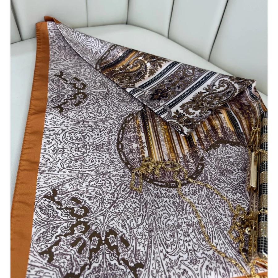 Etro Desen Vual İpek Şal - Kiremit