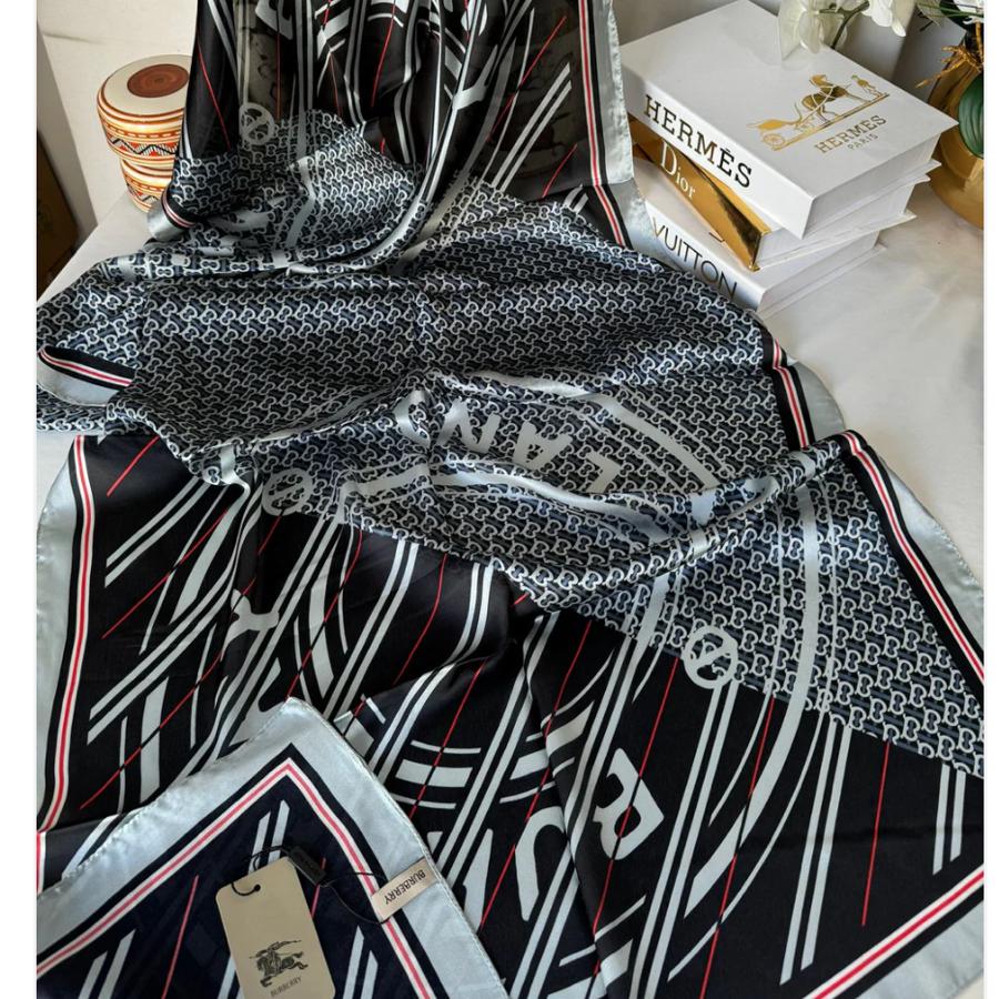 Burberry Çift Taraflı İthal Vual İpel Şal -Siyah - Bordo