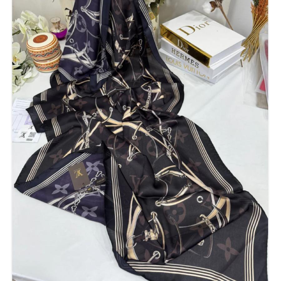 Lv Çift Taraflı İthal Vual İpel Şal - Siyah-Vizon