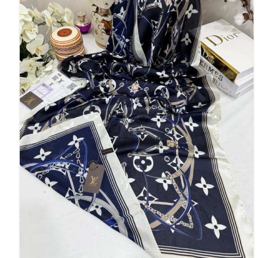 Lv Çift Taraflı İthal Vual İpel Şal - Mavi