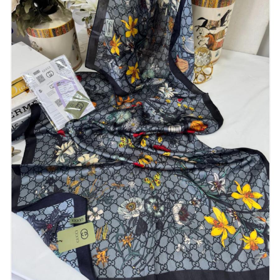 Gucci İthal Çifttaraflı vual ipek - Siyah Gri