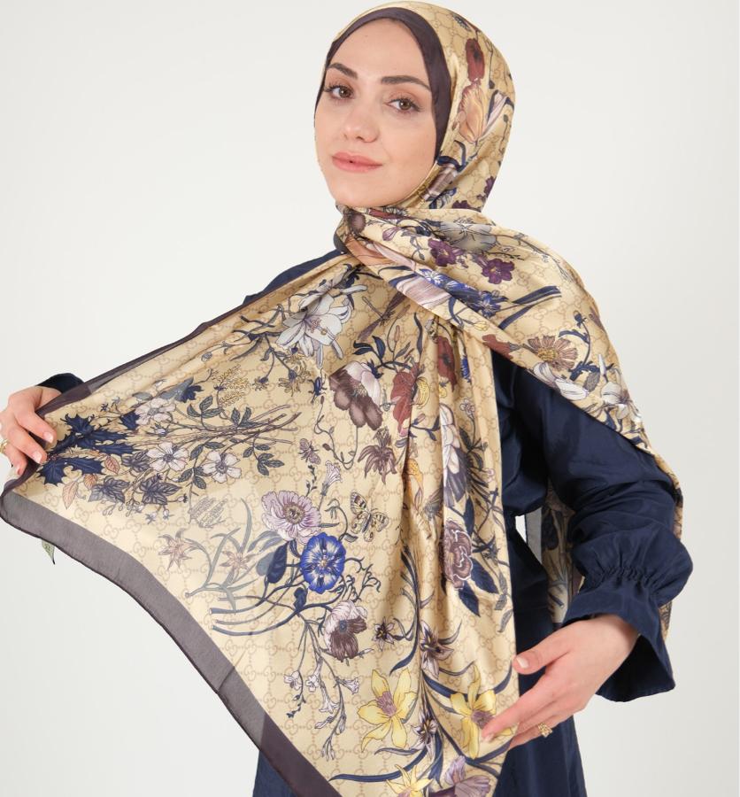 Gucci İthal Çifttaraflı vual ipek  - Sarı Kahve