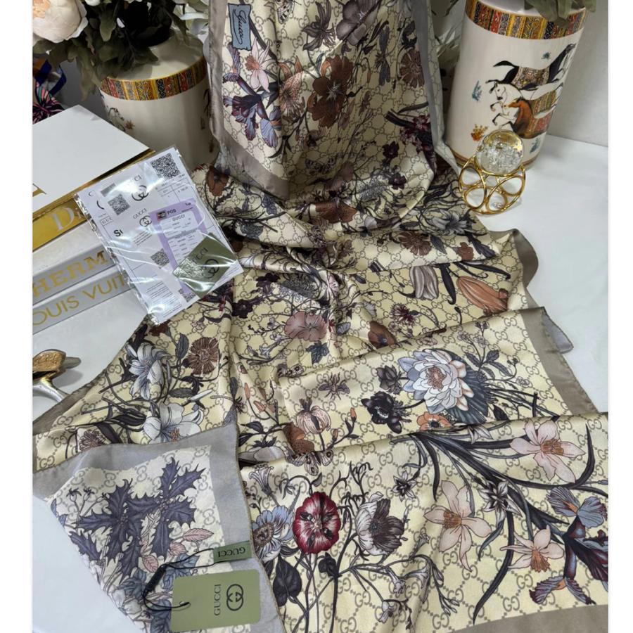 Gucci İthal Çifttaraflı vual ipek - Krem Vizon