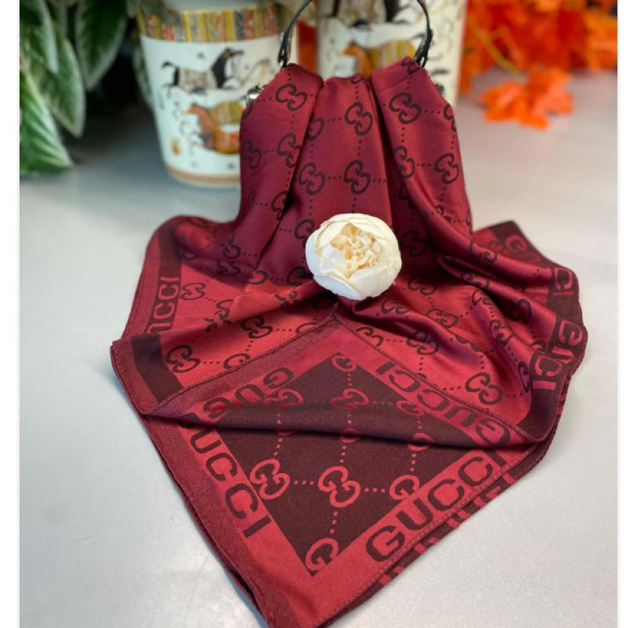 GUCCİ ÇİFT TARAFLI KAŞMİR İPEK EŞARP - BORDO
