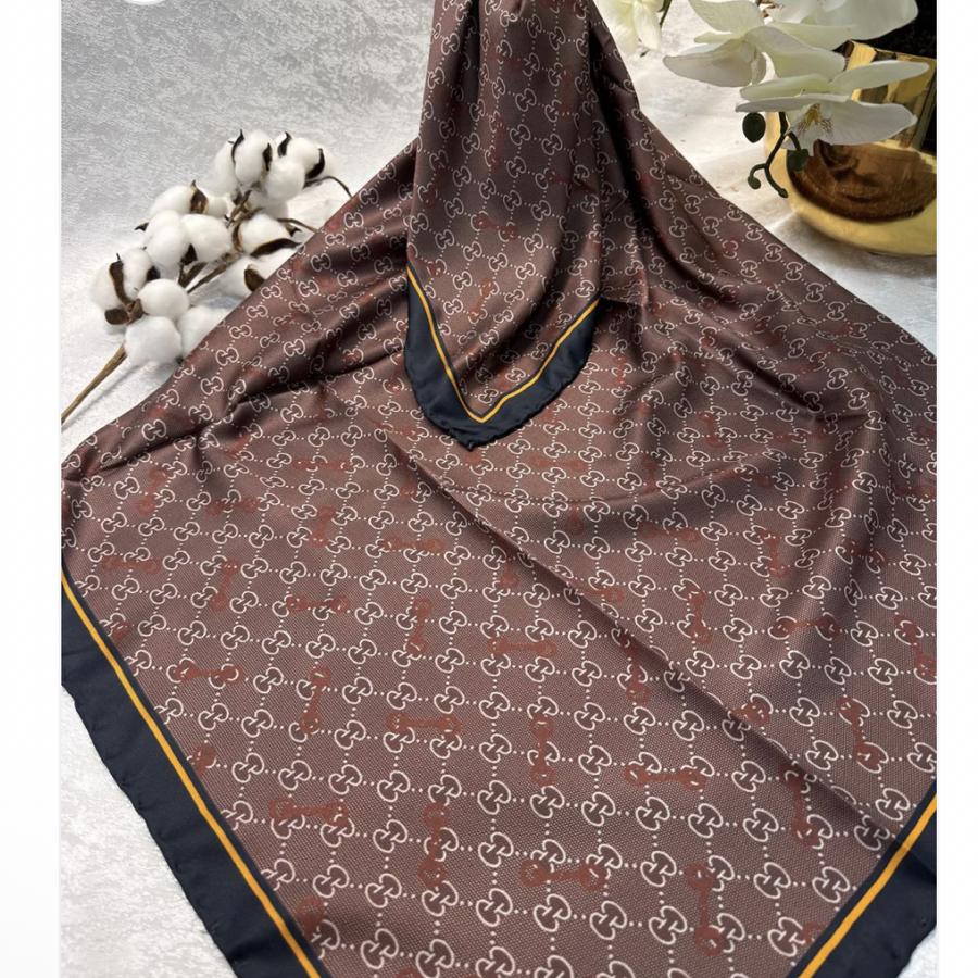 Gucci Desen Marka Eşarp  - Kahve