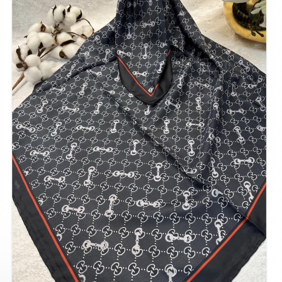 Gucci Desen Marka Eşarp  - Siyah Gri